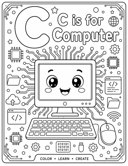 ABC of Technology free technology coloring page